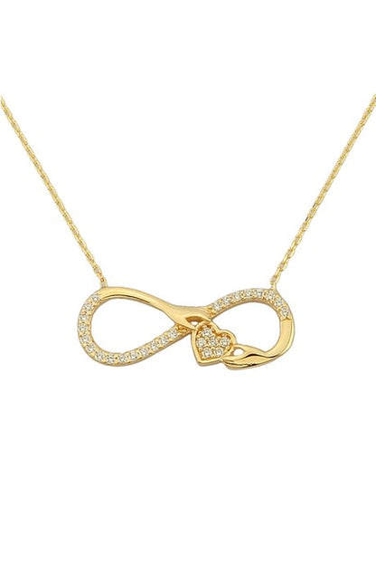 Solid Gold Heart Infinity Necklace | 14K (585) | 1.93 gr