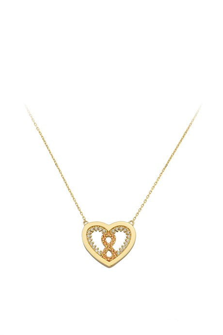 Collar infinito de corazón de oro macizo | 14K (585) | 2,28 gramos