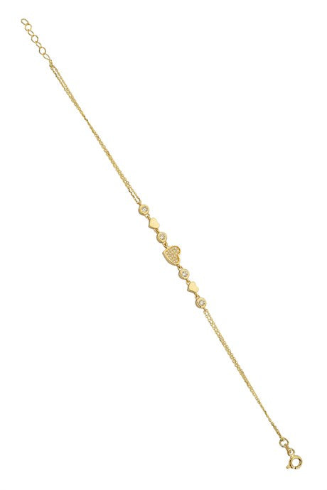 Solid Gold Heart Design Bracelet | 14K (585) | 2.50 gr