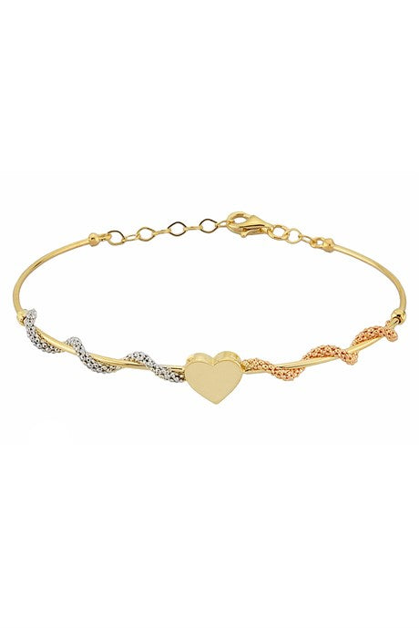 Pulsera de diseño de corazón de oro macizo | 14K (585) | 3,23 gramos