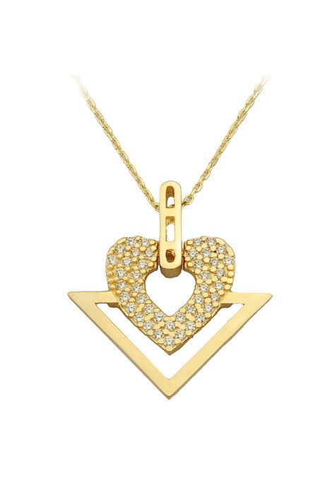 Collar de oro macizo con diseño de corazón | 14K (585) | 2,74 gramos