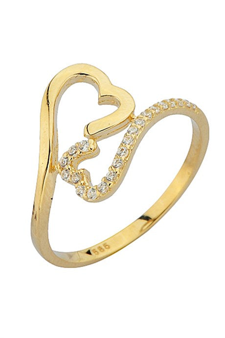 Solid Gold Heart Design Ring | 14K (585) | 1.55 gr