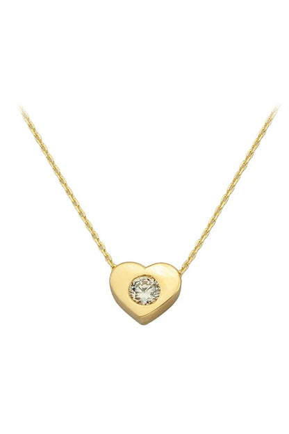 Collar solitario de corazón de oro macizo | 14K (585) | 1,66 gramos