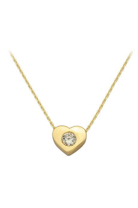 Collier Solitaire Coeur en Or Massif | 14K (585) | 1,66 g