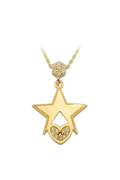 Solid Gold Heart Star Necklace | 14K (585) | 2.00 gr