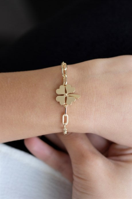 Solid Gold Heart Clover Bracelet | 8K (333) | 3.02 gr