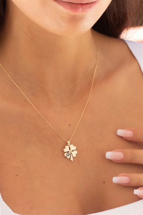 Solid Gold Heart Clover Necklace | 8K (333) | 2.71 gr