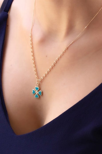 Solid Gold Heart Clover Necklace | 14K (585) | 5.35 gr