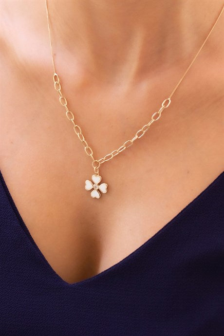 Solid Gold Heart Clover Necklace | 14K (585) | 5.97 gr