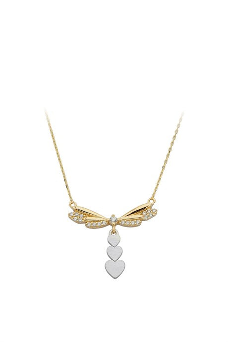 Solid Gold Heart Dragonfly Necklace | 14K (585) | 2.41 gr