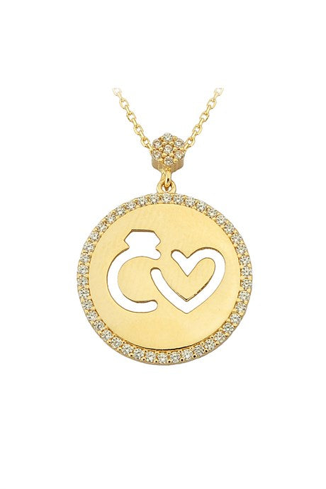 Solid Gold Heart Ring Necklace | 14K (585) | 3.11 gr