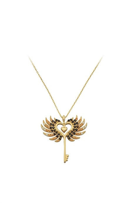 Collier clé ailée en or massif | 14K (585) | 3,27 grammes