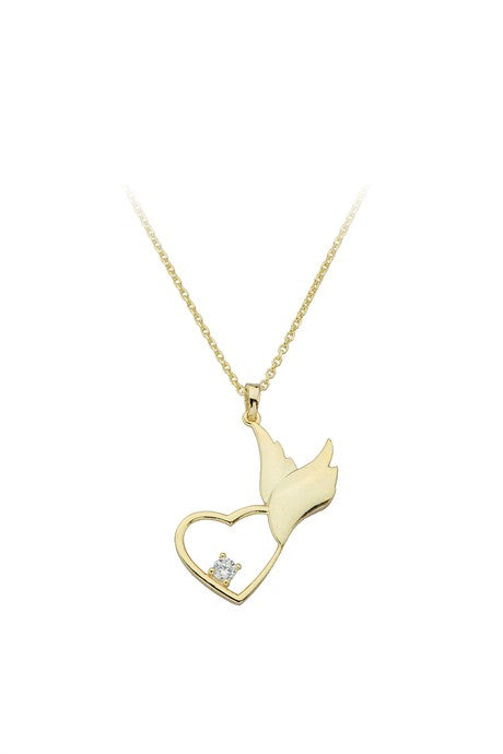 Solid Gold Winged Heart Necklace | 14K (585) | 2.40 gr