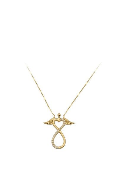 Solid Gold Winged Infinity Necklace | 14K (585) | 2.03 gr