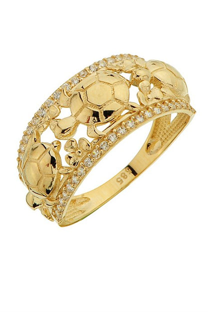 Solid Gold Turtle Design Ring | 14K (585) | 2.88 gr