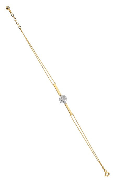 Pulsera de palo de copo de nieve de oro macizo | 14K (585) | 2,43 gramos