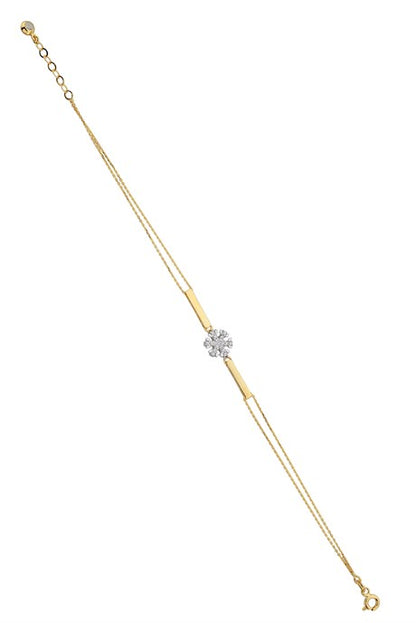 Solid Gold Snowflake Stick Bracelet | 14K (585) | 2.43 gr