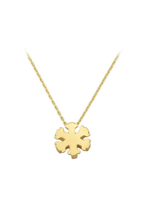Solid Gold Snowflake Necklace | 14K (585) | 1.75 gr