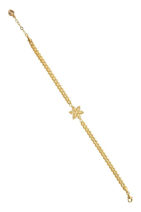 Pulsera de copo de nieve de oro macizo | 14K (585) | 4,54 gramos