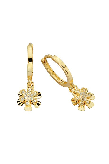 Solid Gold Snowflake With Figure Circle Earring | 14K (585) | 2.52 gr