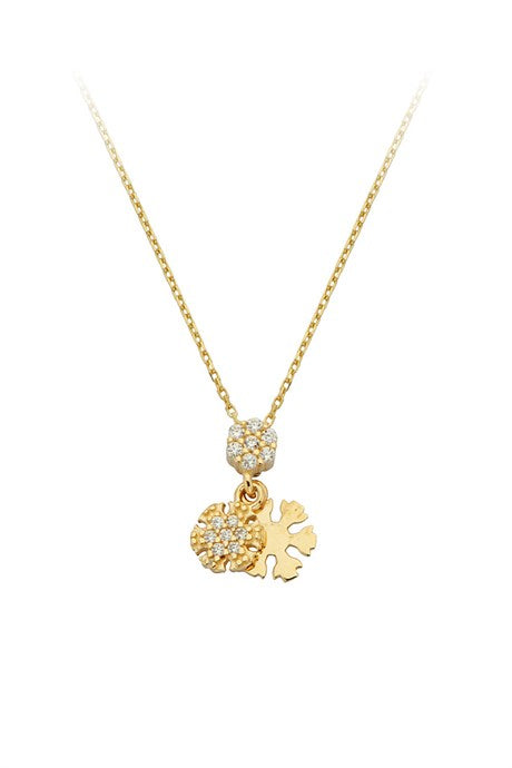 Solid Gold Snowflake Necklace | 14K (585) | 1.59 gr