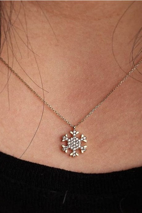 Solid Gold Snowflake Necklace | 14K (585) | 1.95 gr