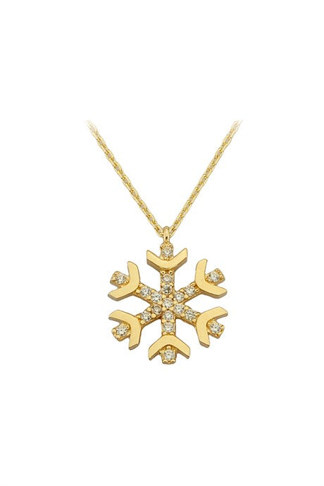 Solid Gold Snowflake Necklace | 14K (585) | 1.86 gr