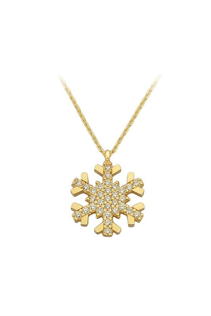 Solid Gold Snowflake Necklace | 14K (585) | 1.82 gr