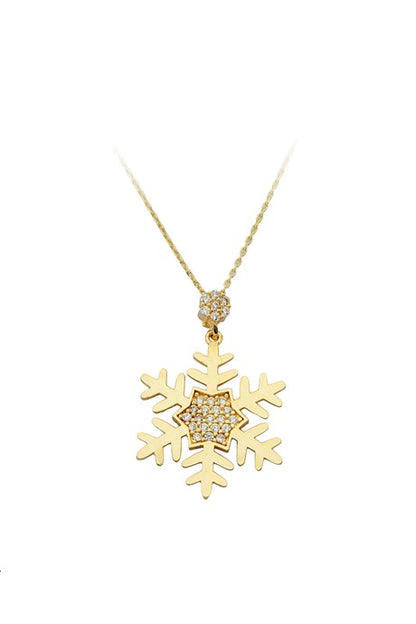 Collar de copo de nieve de oro macizo | 14K (585) | 2,60 gramos