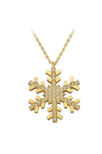Solid Gold Snowflake Necklace | 14K (585) | 2.37 gr