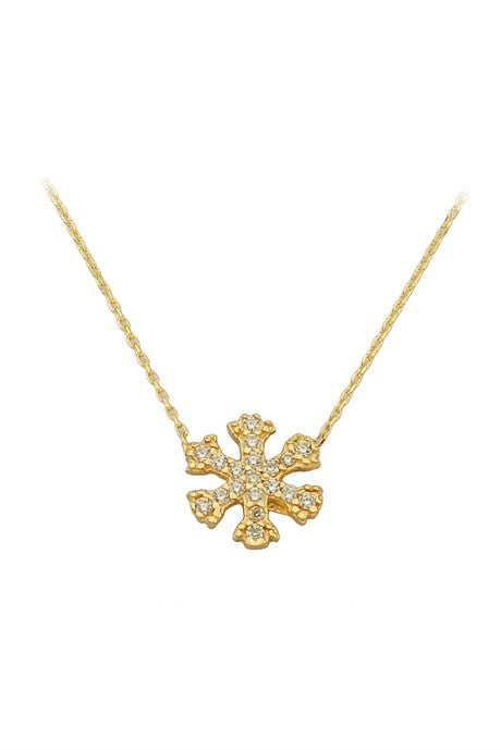 Solid Gold Snowflake Necklace | 14K (585) | 1.61 gr