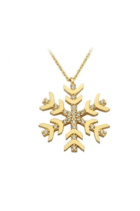 Collar de copo de nieve de oro macizo | 14K (585) | 2,58 gramos