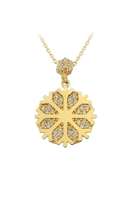 Solid Gold Snowflake Necklace | 14K (585) | 2.38 gr