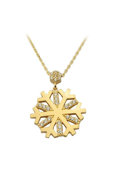 Collar de copo de nieve de oro macizo | 14K (585) | 3,11 gramos