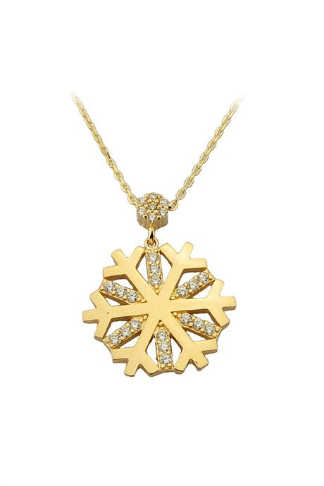 Solid Gold Snowflake Necklace | 14K (585) | 3.11 gr