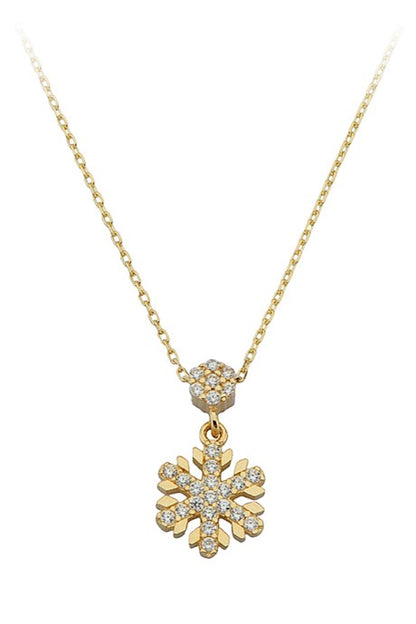 Solid Gold Snowflake Necklace | 14K (585) | 1.66 gr