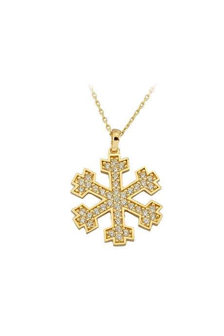 Solid Gold Snowflake Necklace | 14K (585) | 2.21 gr