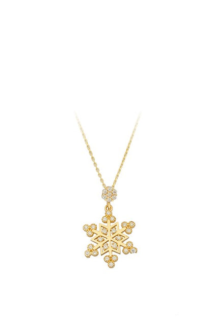 Solid Gold Snowflake Necklace | 14K (585) | 2.30 gr