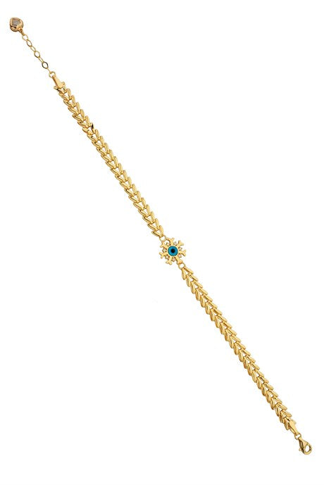 Solid Gold Snowflake Evil Eye Bracelet | 14K (585) | 5.11 gr
