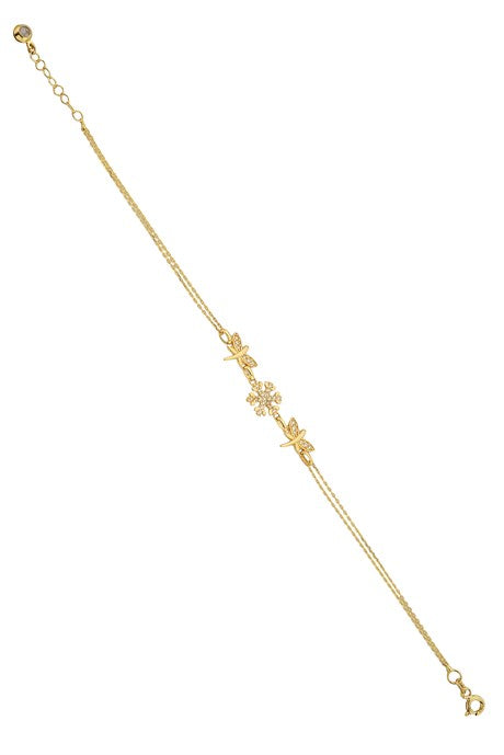 Solid Gold Snowflake And Dragonfly Bracelet | 14K (585) | 2.34 gr
