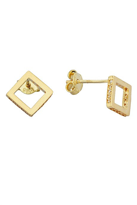 Solid Gold Square With Figure Earring | 14K (585) | 1.52 gr