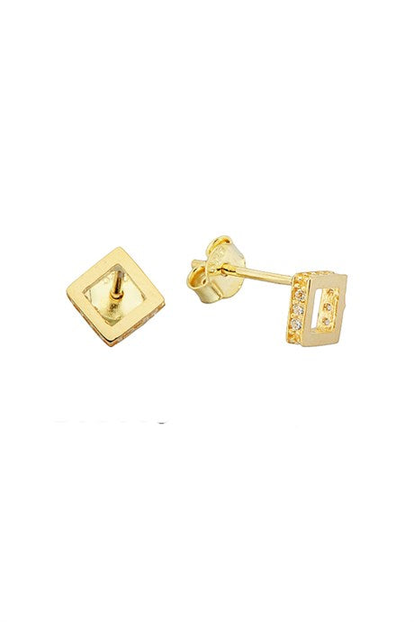 Solid Gold Square With Figure Earring | 14K (585) | 4.13 gr