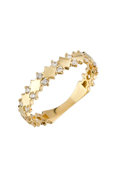 Solid Gold Diamond Pattern Ring | 14K (585) | 1.43 gr