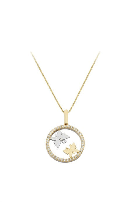 Solid Gold Butterfly Circle Necklace | 14K (585) | 3.00 gr