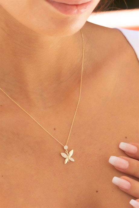 Solid Gold Butterfly Necklace | 8K (333) | 1.97 gr