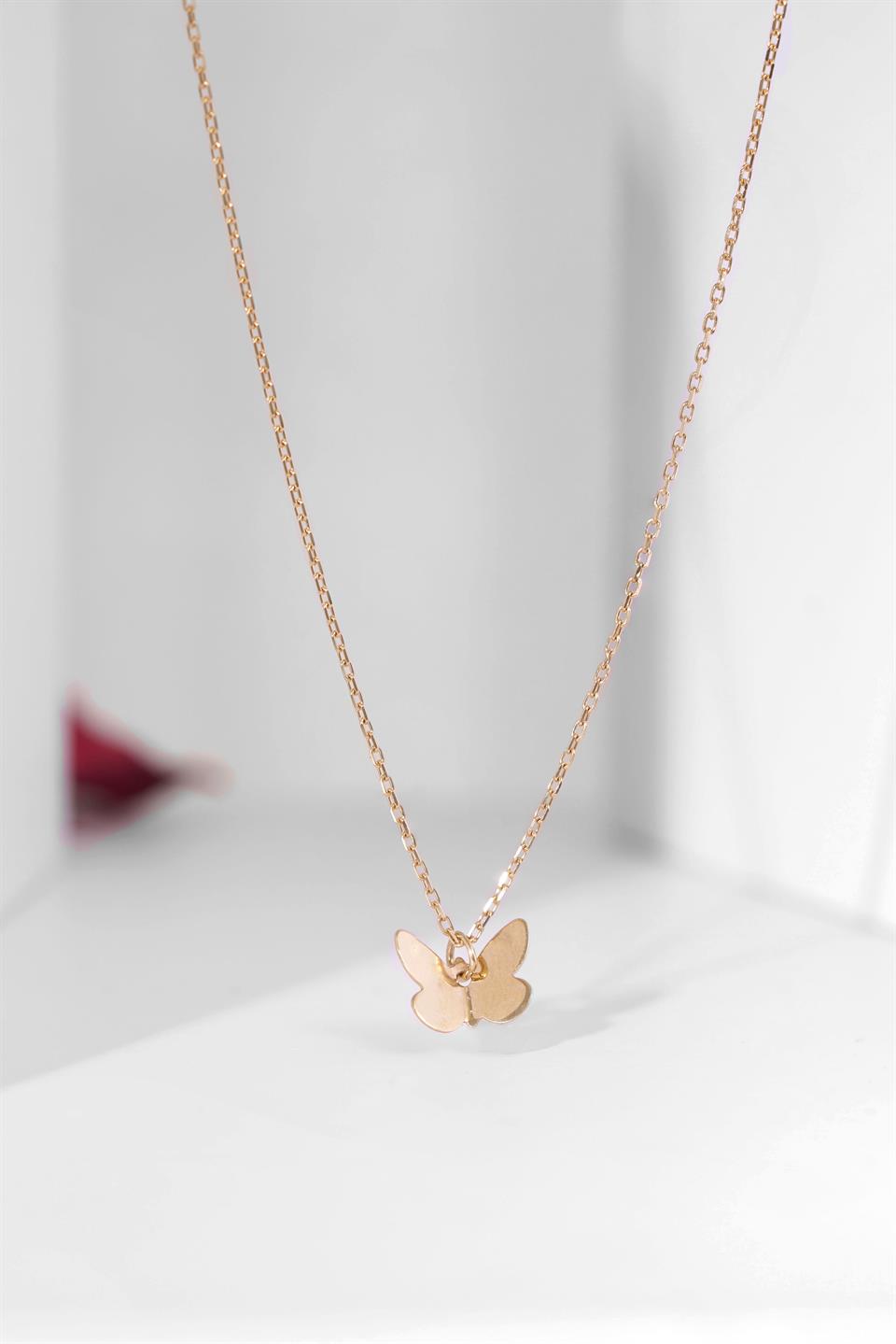 Solid Gold Butterfly Necklace