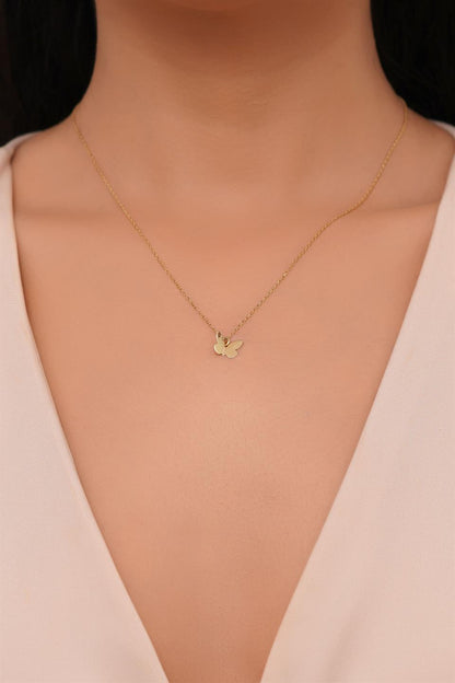 Solid Gold Butterfly Necklace