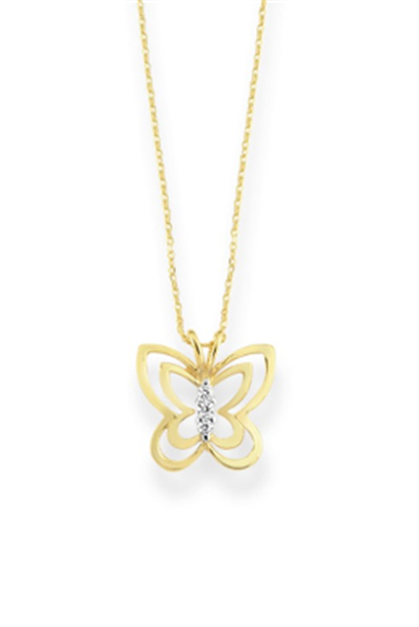 Solid Gold Butterfly Necklace | 14K (585) | 2.41 gr