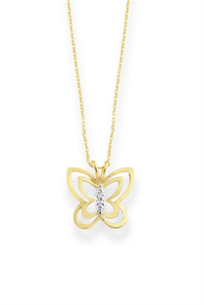 Solid Gold Butterfly Necklace | 14K (585) | 2.41 gr