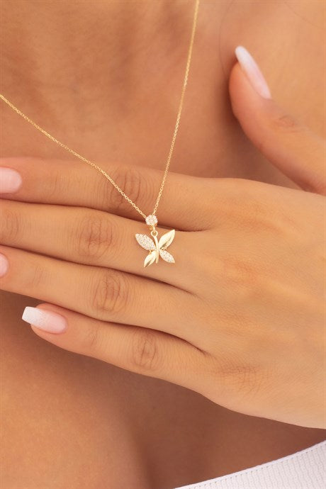 Solid Gold Butterfly Necklace | 8K (333) | 1.97 gr
